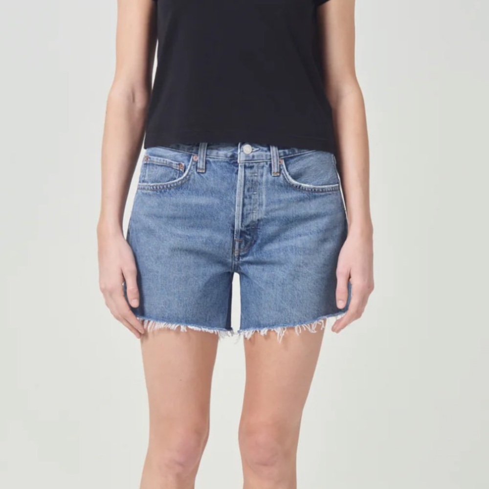 Agolde Parker Long Shorts in Skywave